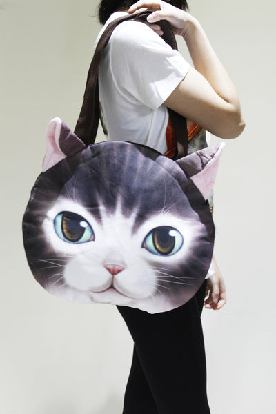 Cat 3D printed large shoulder bag