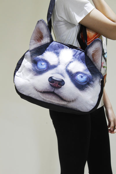 Dog-3D Printed Large leather shoulder bag