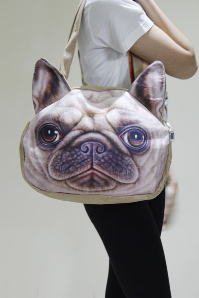 Dog-3D Printed Large leather shoulder bag