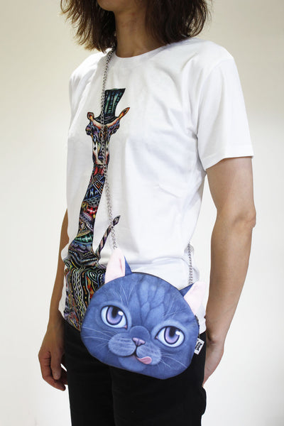 Cat 3D printed shoulder bag-Long chain strap