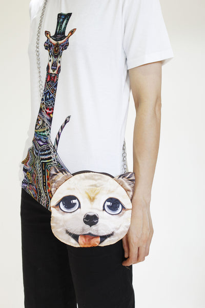 DOG 3D printed shoulder bag-Long chain strap