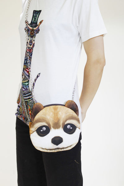 DOG 3D printed shoulder bag-Long chain strap