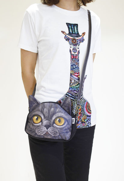 Cat 3D Printed bag-Leather strap