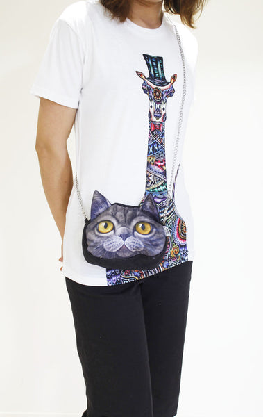 Cat 3D Printed small bag-Long chain strap