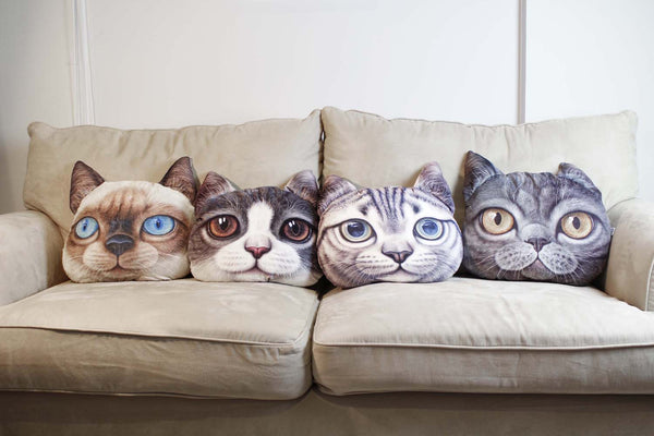 Cushion-3D Cat Grey