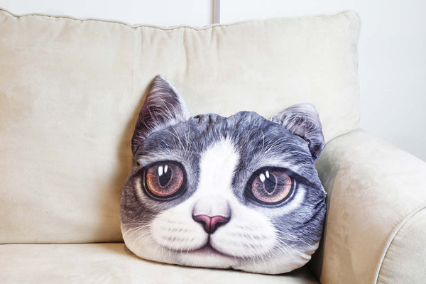Cushion-3D Cat Grey