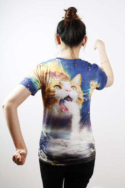 3D T-shirts-Cat with waterfall