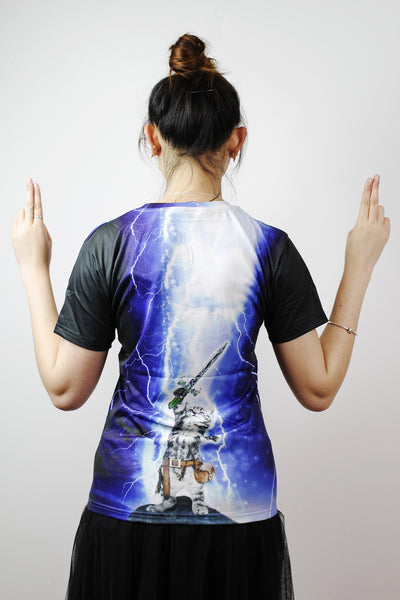 3D T-shirts-Swords cat