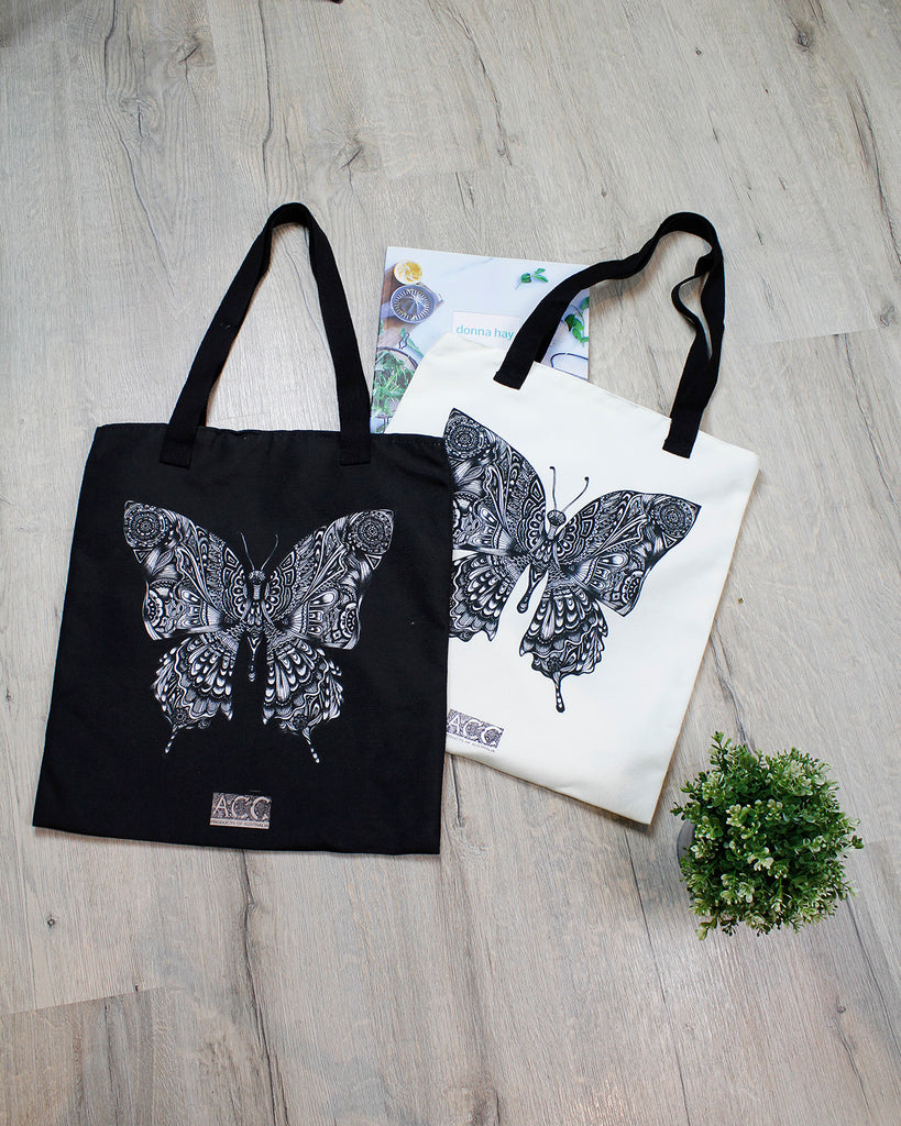 Butterfly & Slogan Graphic Shopper Bag | SHEIN