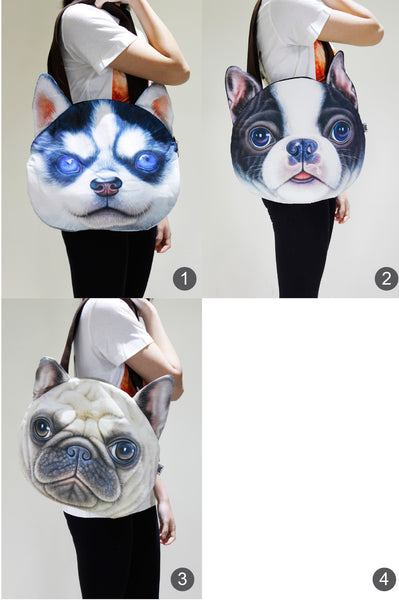 Dog 3D printed large shoulder bag